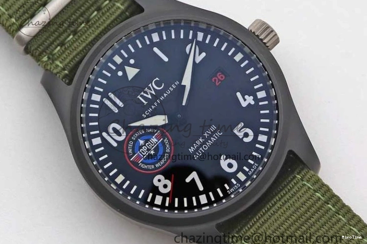 MIROTIME 0119 Packable Mark XVIII ‘TOPGUN SFTI’ Ceramic M+F Best Edition Black Dial on Green Nylon Strap 7048